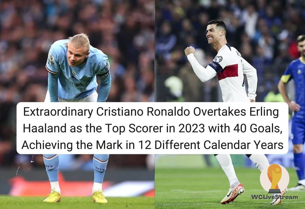 Extraordinary Cristiano Ronaldo Overtakes Erling Haaland as the Top Scorer in 2023 with 40 Goals, Achieving the Mark in 12 Different Calendar Years